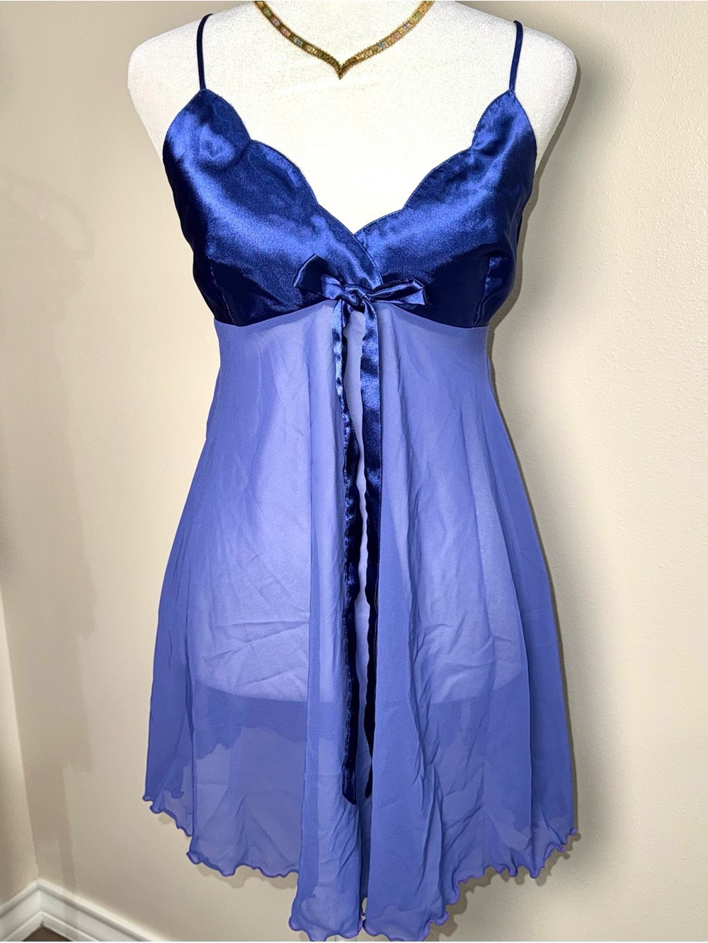 Victoria’s Secret Royal Blue 90s Vintage Whimsigoth Coquette Medium Slip Dress